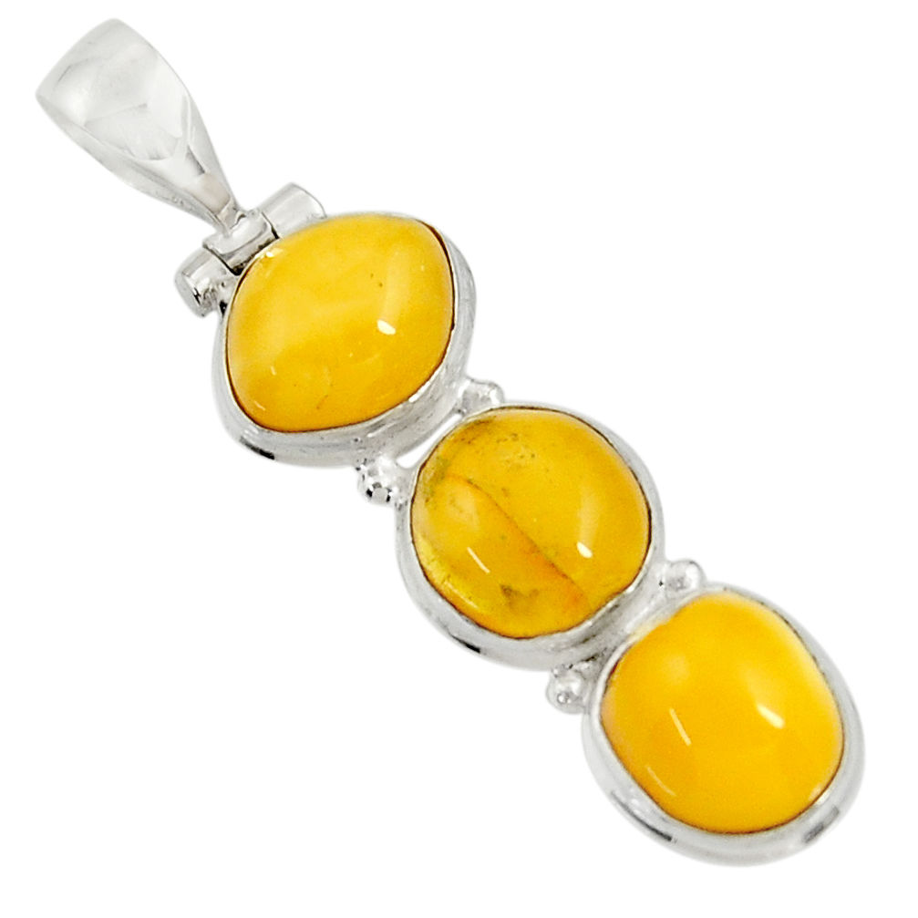 925 sterling silver 13.03cts natural yellow amber bone oval pendant d37010