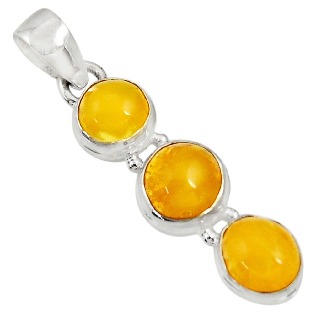 925 sterling silver 10.22cts natural yellow amber bone pendant jewelry d37012