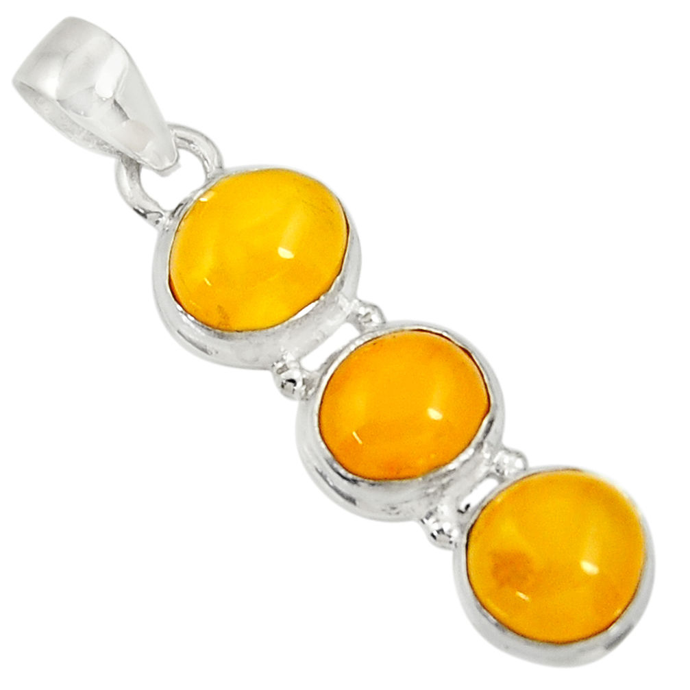 10.73cts natural yellow amber bone 925 sterling silver pendant jewelry d37013
