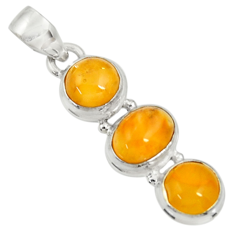 9.67cts natural yellow amber bone 925 sterling silver pendant jewelry d37014