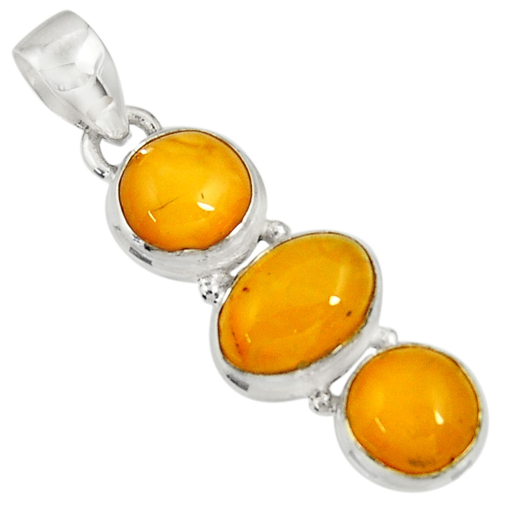 925 sterling silver 10.73cts natural yellow amber bone pendant jewelry d37015