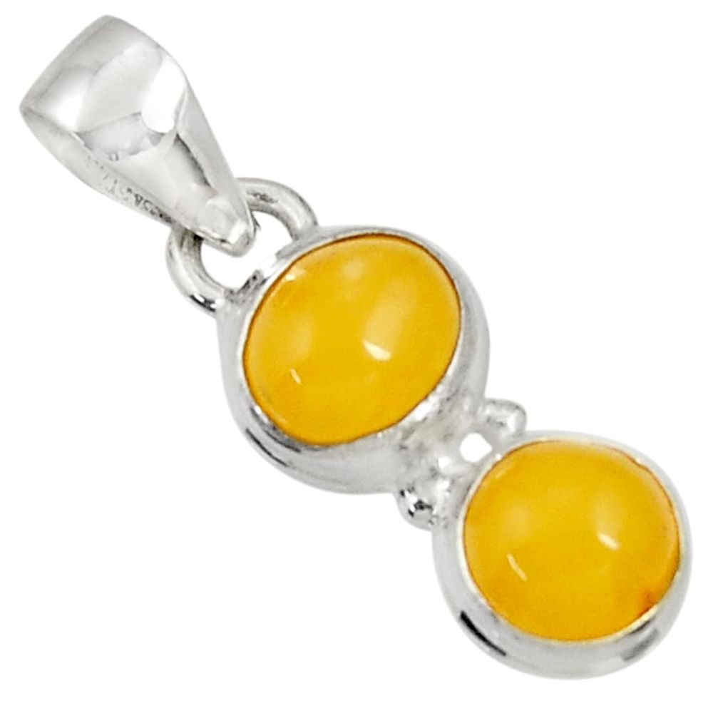 925 sterling silver 7.17cts natural yellow amber bone pendant jewelry d37019