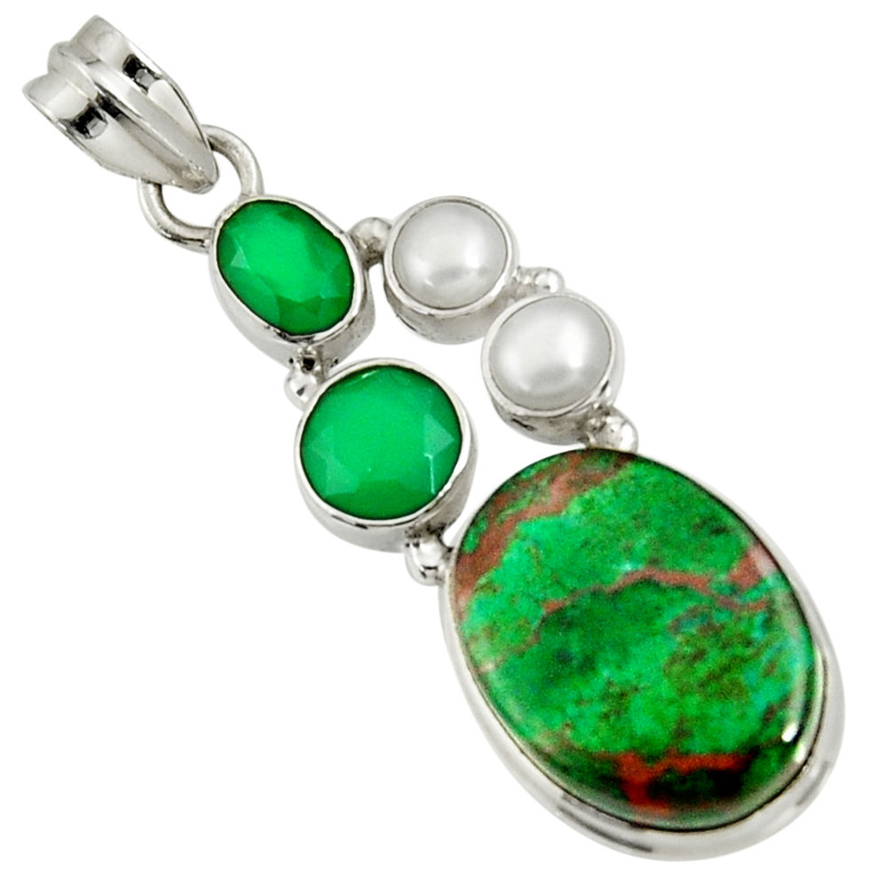 17.69cts sonora sunrise (cuprite chrysocolla) pearl 925 silver pendant d37034