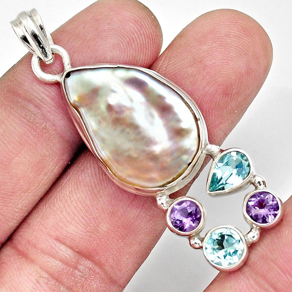 ver 21.48cts natural blister pearl amethyst topaz pendant d37097