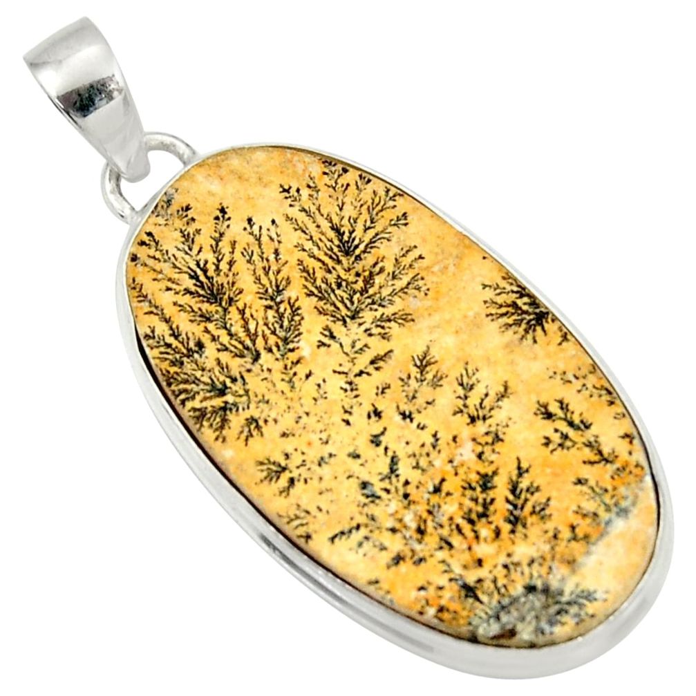 25.60cts natural multi color germany psilomelane dendrite silver pendant d37141