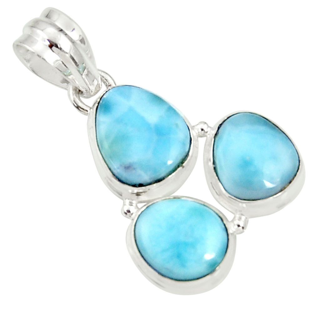 925 sterling silver 15.55cts natural blue larimar fancy pendant jewelry d37174
