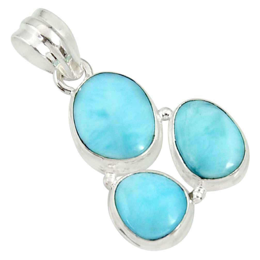 15.55cts natural blue larimar 925 sterling silver pendant jewelry d37177