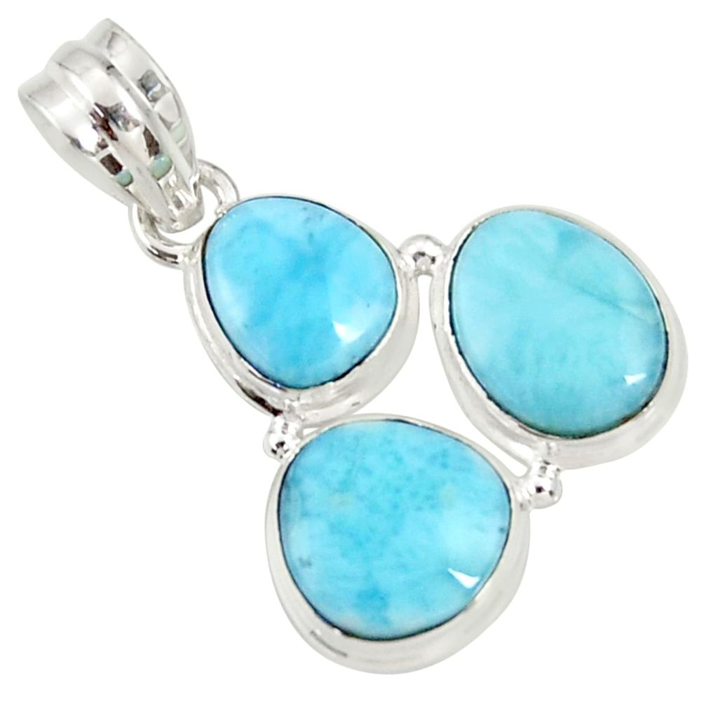 925 sterling silver 15.58cts natural blue larimar fancy pendant jewelry d37179