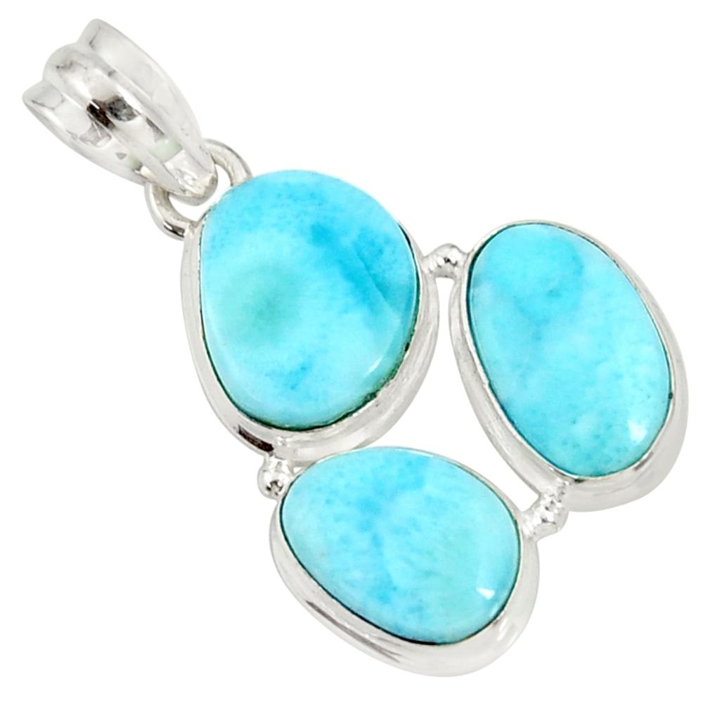16.87cts natural blue larimar 925 sterling silver pendant jewelry d37180