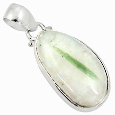 17.60cts natural green tourmaline in quartz 925 sterling silver pendant d37224