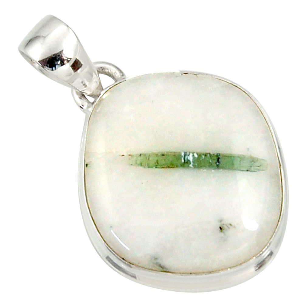 16.18cts natural green tourmaline in quartz 925 sterling silver pendant d37227