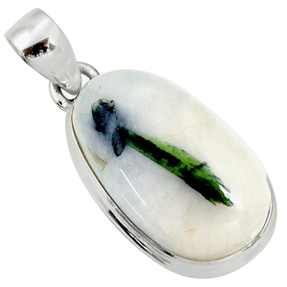 19.65cts natural green tourmaline in quartz 925 sterling silver pendant d37232