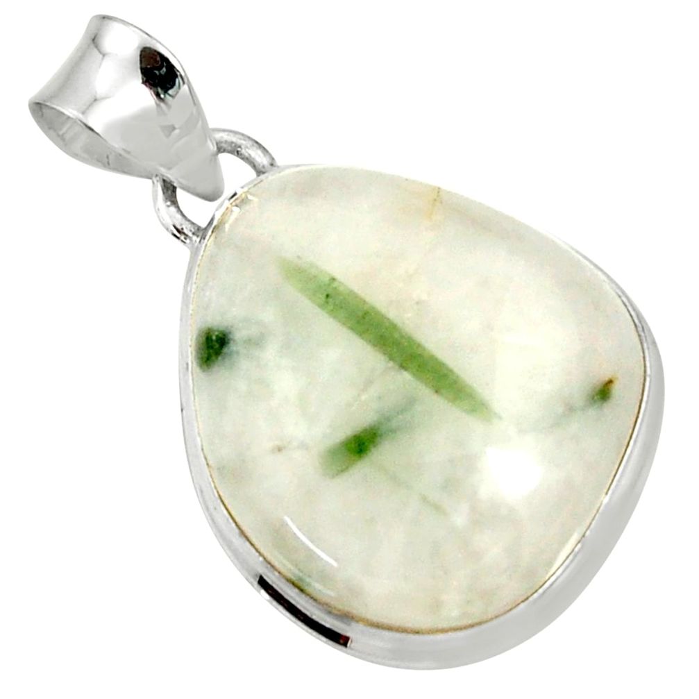 27.08cts natural green tourmaline in quartz 925 sterling silver pendant d37236