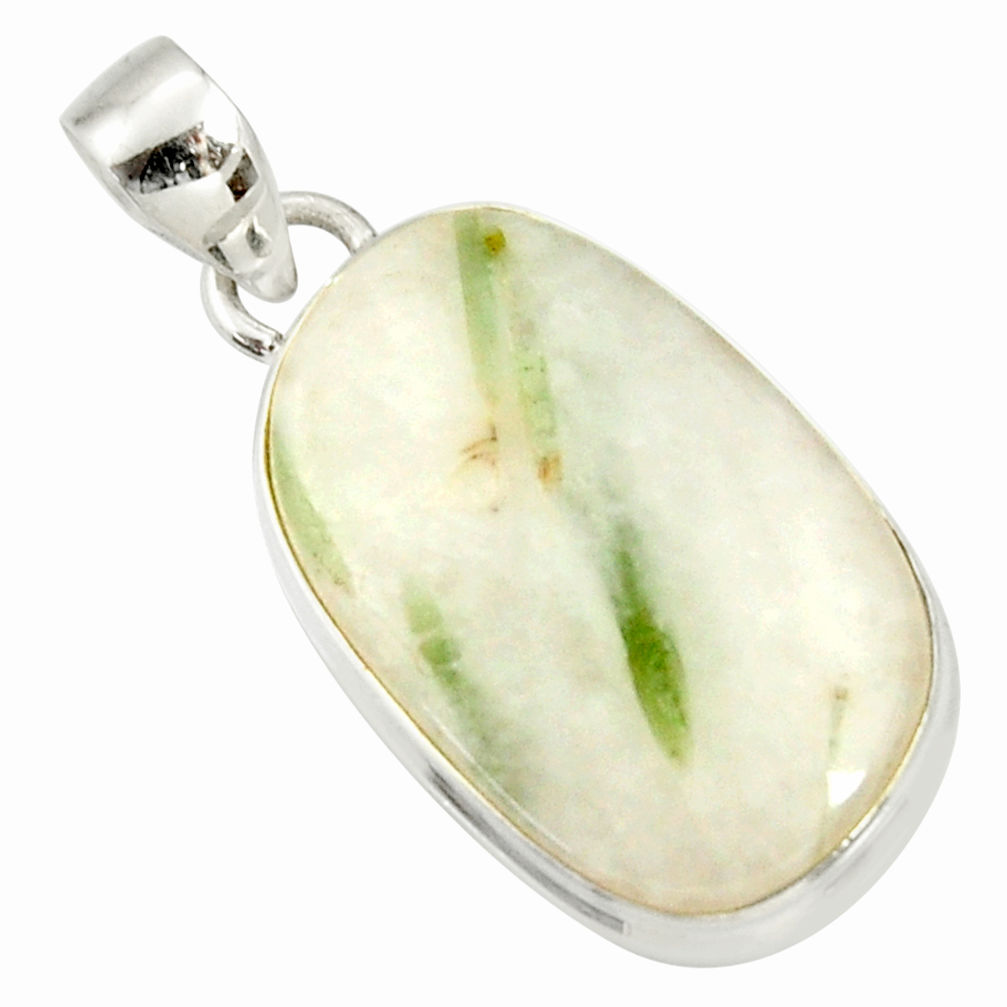 ver 19.07cts natural green tourmaline in quartz pendant d37240