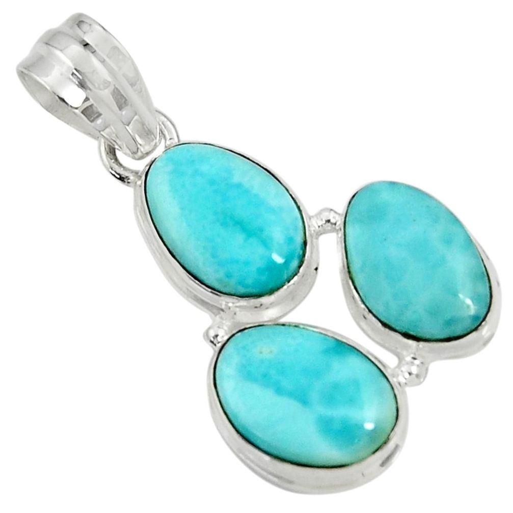 16.20cts natural blue larimar 925 sterling silver pendant jewelry d37378