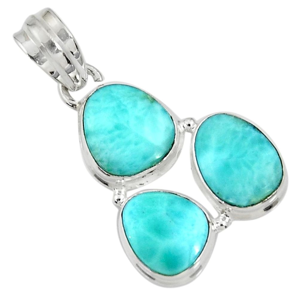 17.22cts natural blue larimar 925 sterling silver pendant jewelry d37379