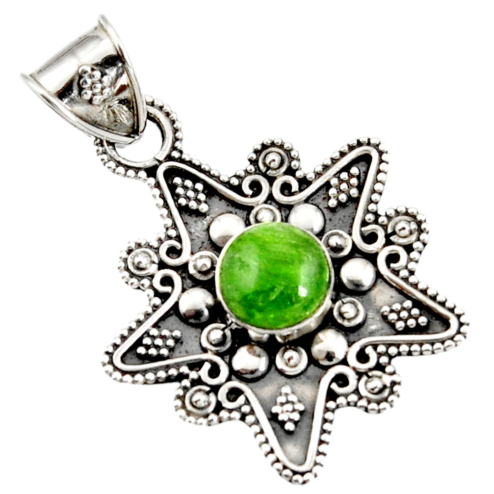 925 sterling silver 3.15cts natural green chrome diopside pendant jewelry d37410