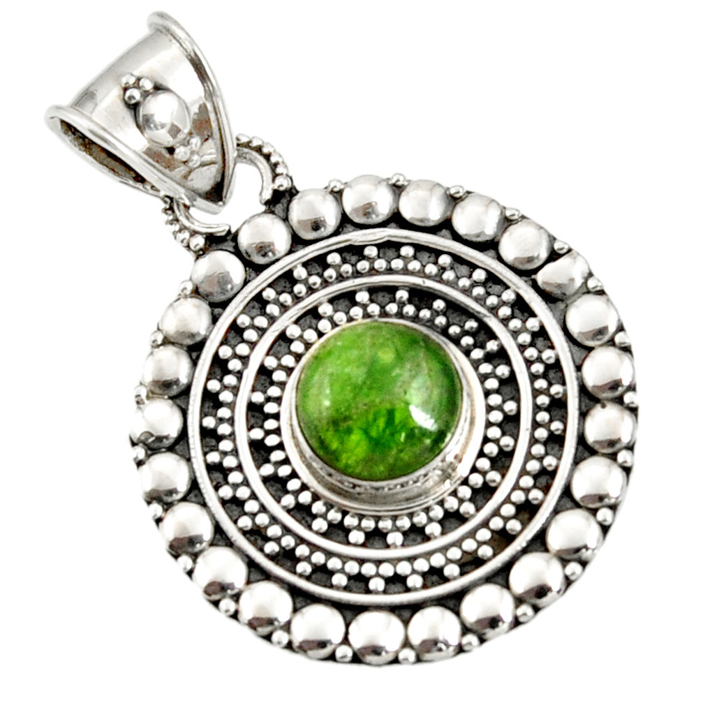 3.53cts natural green chrome diopside 925 sterling silver pendant jewelry d37413