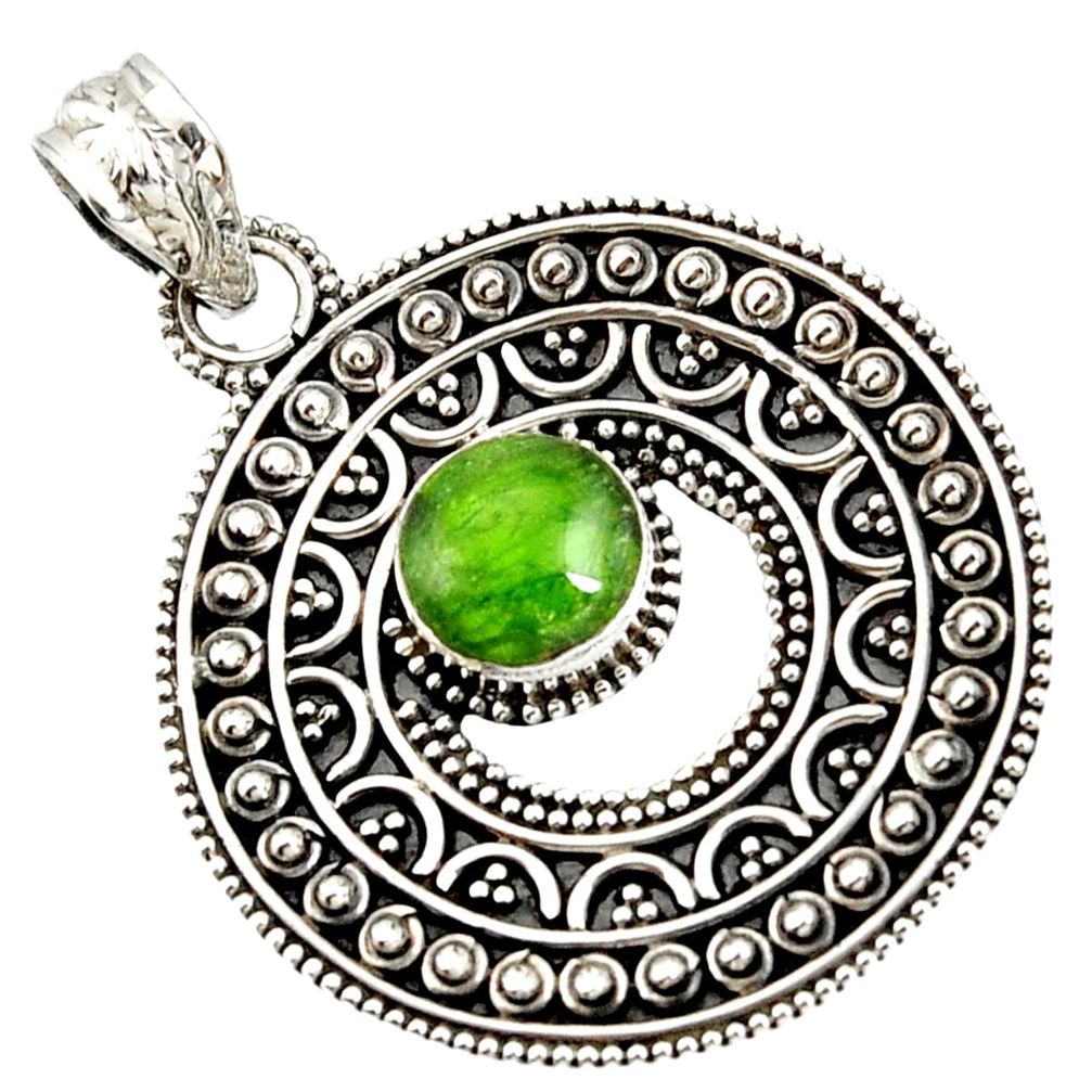 3.30cts natural green chrome diopside 925 sterling silver pendant jewelry d37416