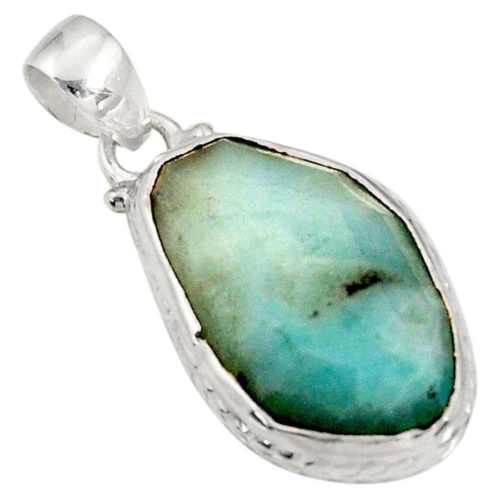 17.57cts natural green boulder amazonite 925 sterling silver pendant d37422