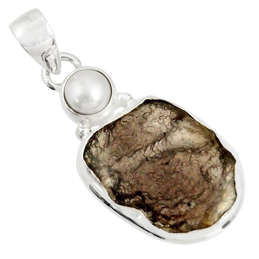 16.18cts natural brown agni manitite pearl 925 sterling silver pendant d37545