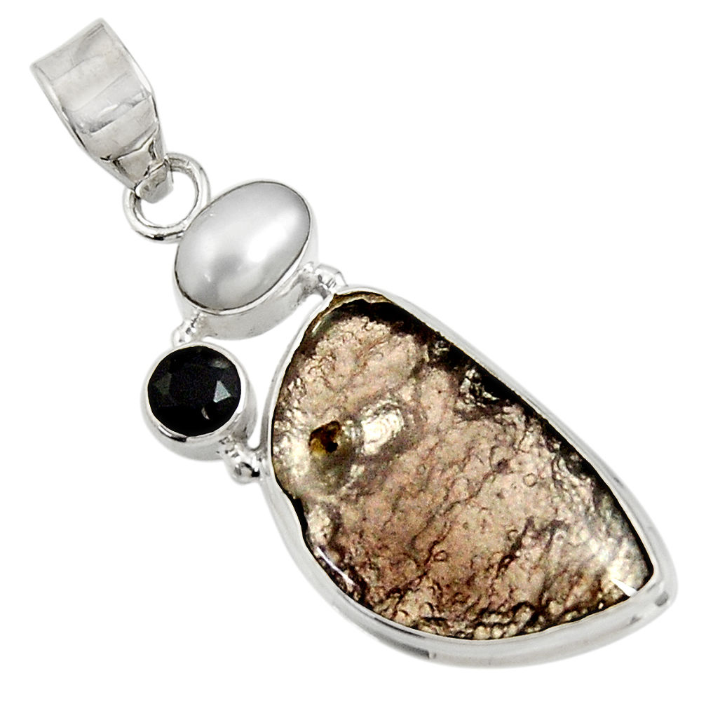925 sterling silver 16.73cts natural brown agni manitite pearl pendant d37546