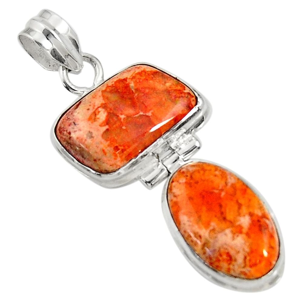 16.20cts natural orange mexican fire opal 925 sterling silver pendant d37548