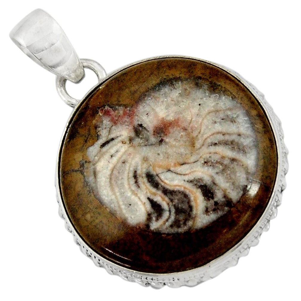 26.65cts natural brown colus fossil 925 sterling silver pendant jewelry d37627