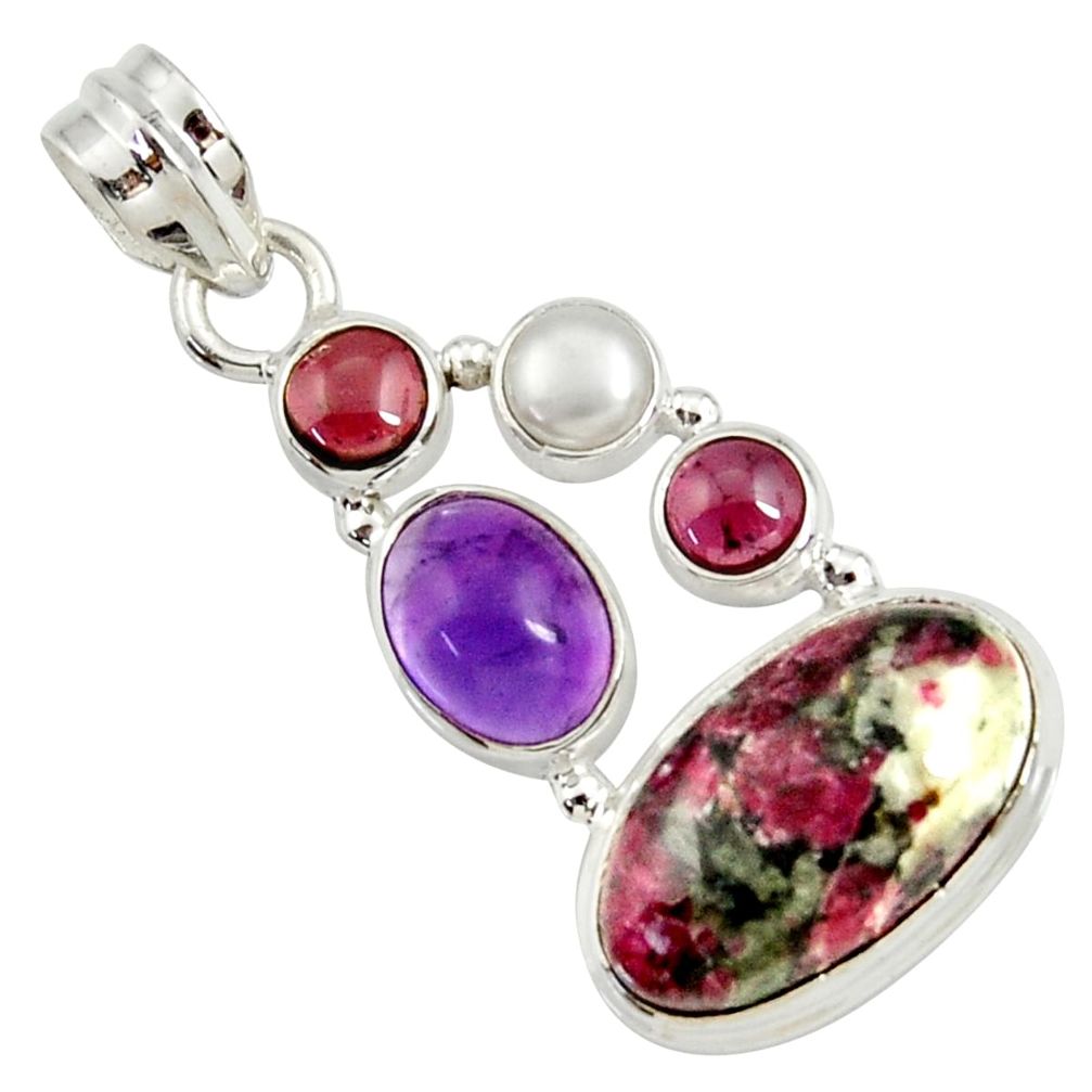 cts natural pink eudialyte amethyst pearl garnet pendant d37644