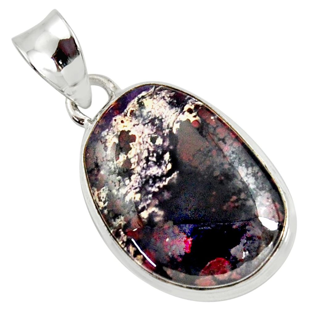 16.20cts natural red bloodstone african (heliotrope) 925 silver pendant d37659