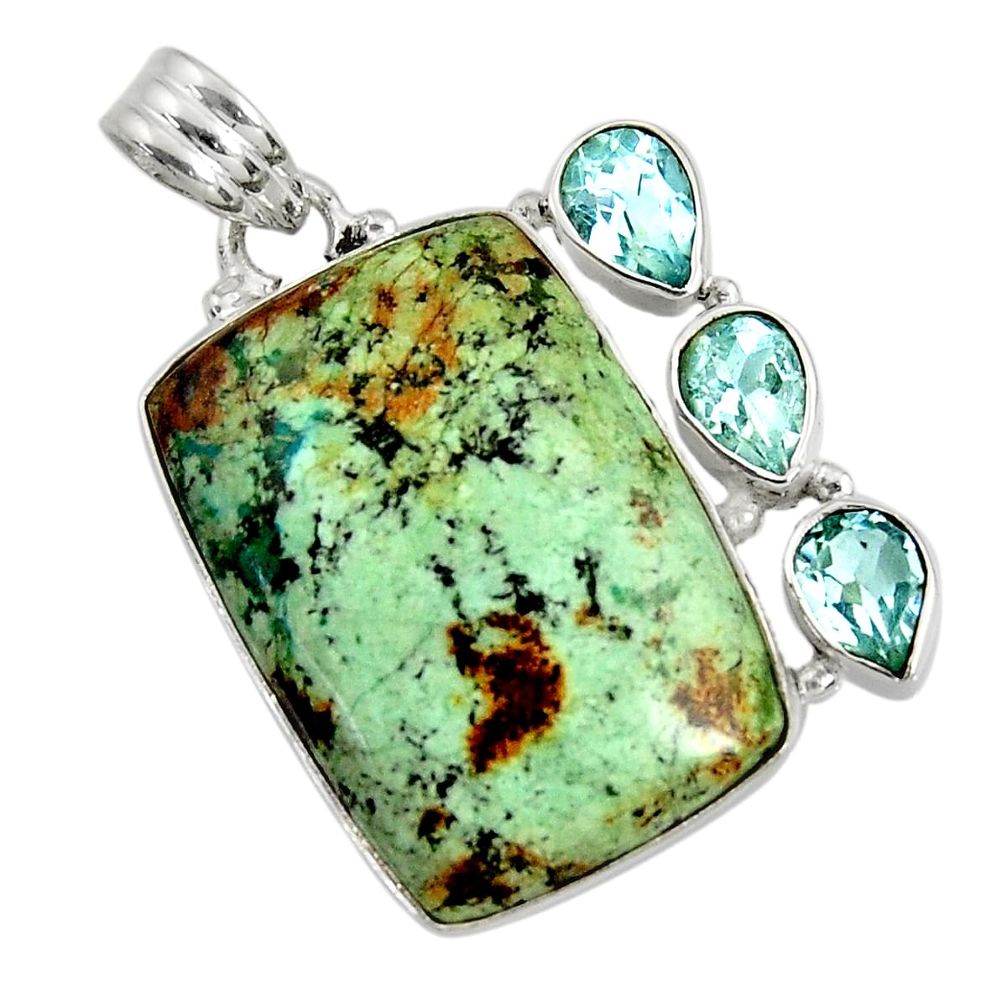 cts natural green norwegian turquoise blue topaz pendant d37690