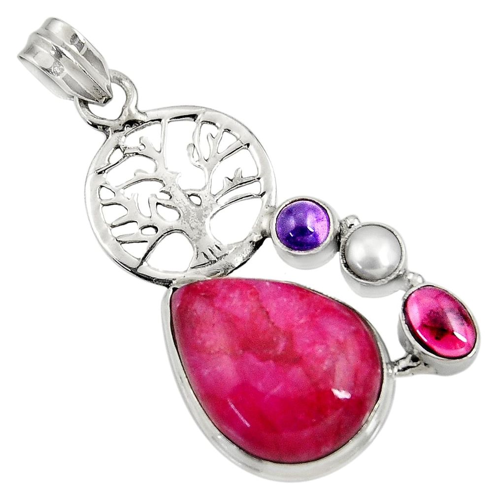 cts natural red ruby amethyst pearl tree of life pendant d37718