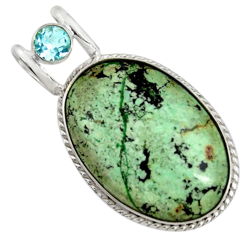  green norwegian turquoise blue topaz 925 silver pendant d37746