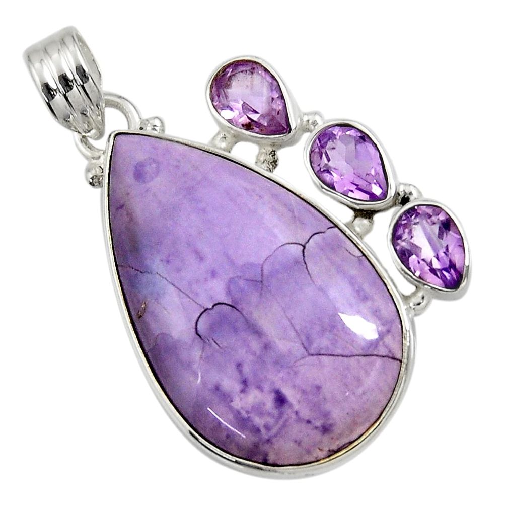 cts natural purple tiffany stone pear amethyst pendant d37758