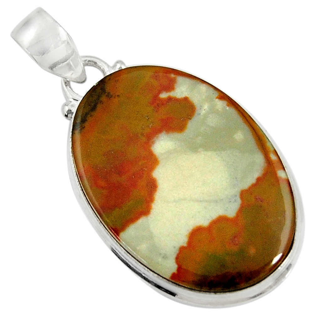 23.95cts natural brown rocky butte picture jasper 925 silver pendant d37805