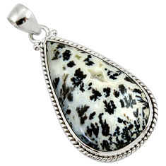 Clearance Sale- 26.70cts natural black feather medicine bow agate 925 silver pendant d37840
