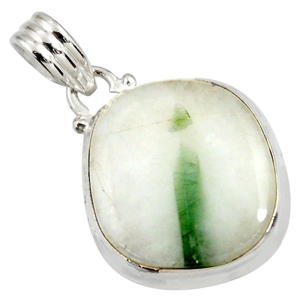 15.08cts natural green tourmaline in quartz 925 sterling silver pendant d37847