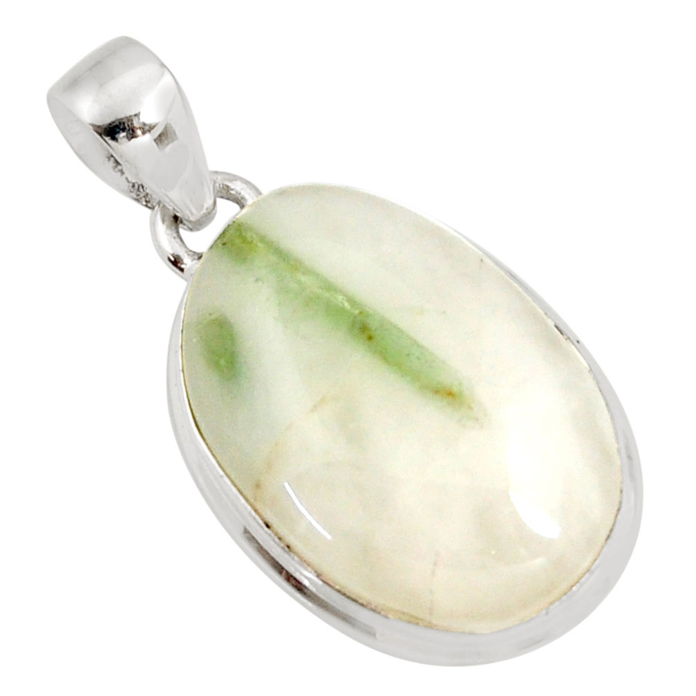 925 sterling silver 16.73cts natural green tourmaline in quartz pendant d37852