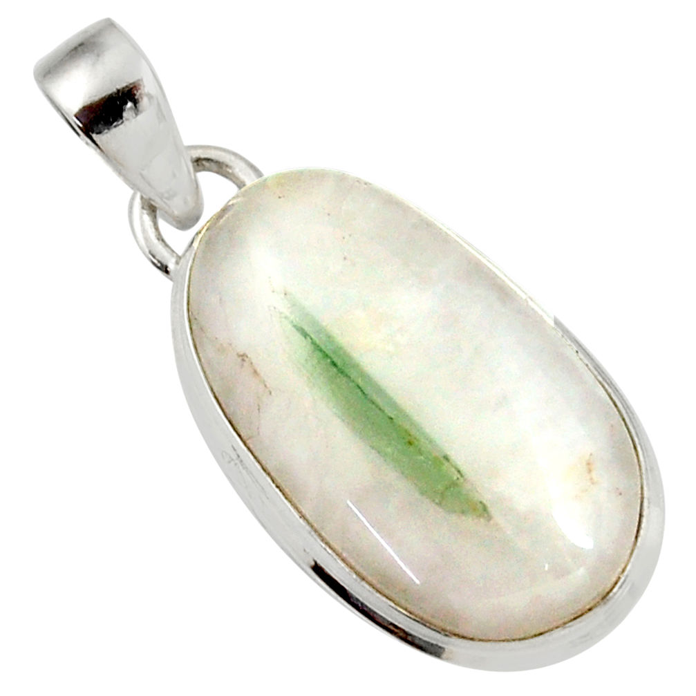 17.18cts natural green tourmaline in quartz 925 sterling silver pendant d37857