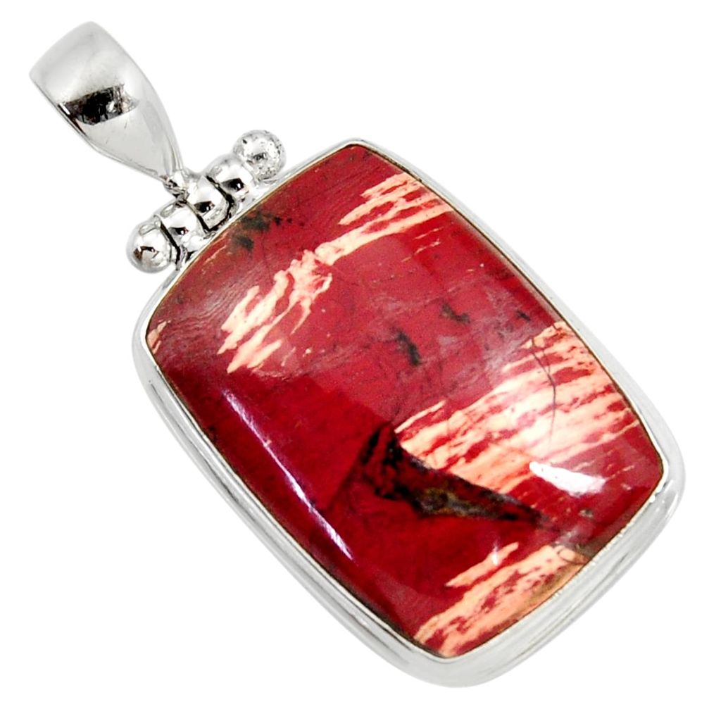 30.40cts natural red snakeskin jasper 925 sterling silver pendant jewelry d37863