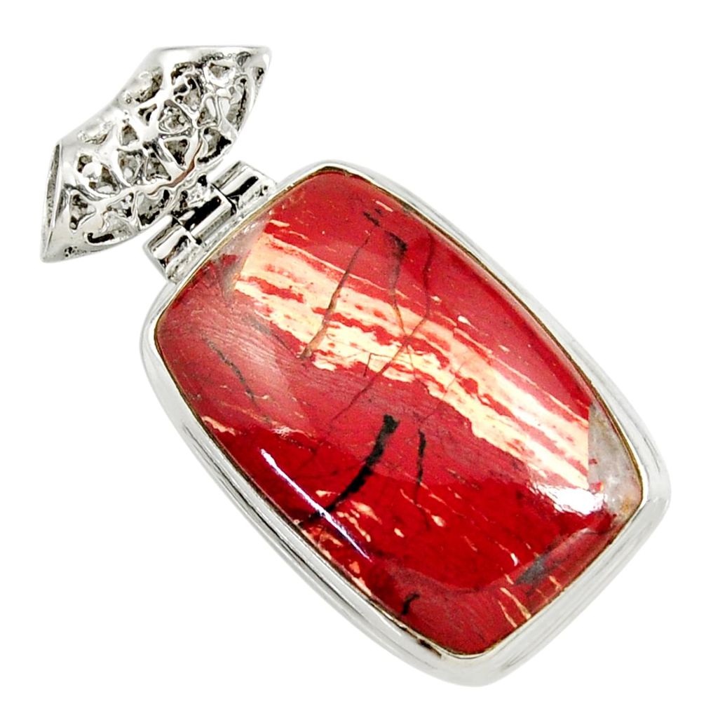 27.70cts natural red snakeskin jasper 925 sterling silver pendant jewelry d37866