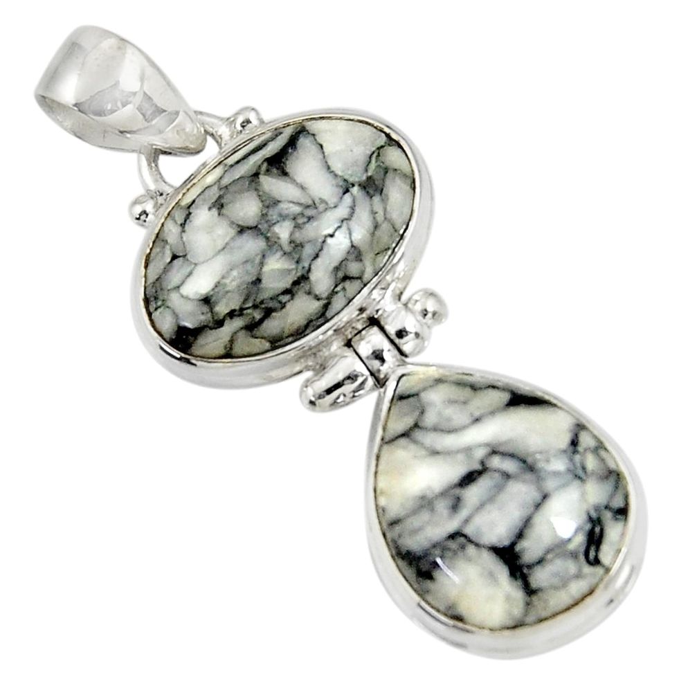 17.57cts natural white pinolith 925 sterling silver pendant jewelry d38565