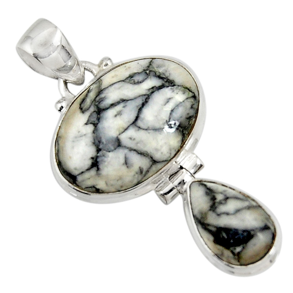 15.65cts natural white pinolith 925 sterling silver pendant jewelry d38582