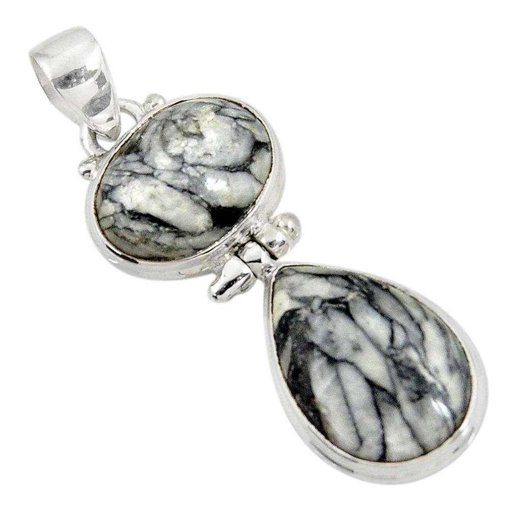 17.57cts natural white pinolith 925 sterling silver pendant jewelry d38583