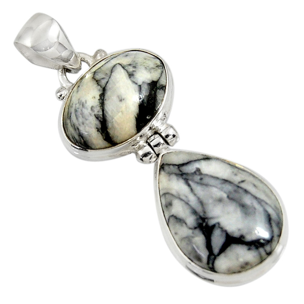 19.68cts natural white pinolith 925 sterling silver pendant jewelry d38586