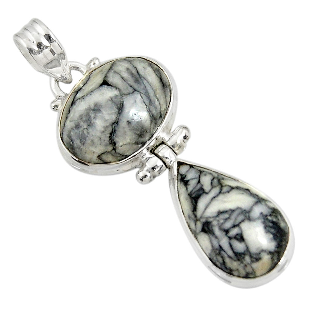 18.68cts natural white pinolith 925 sterling silver pendant jewelry d38592