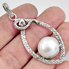 10.89cts natural white pearl 925 sterling silver snake pendant jewelry d38670