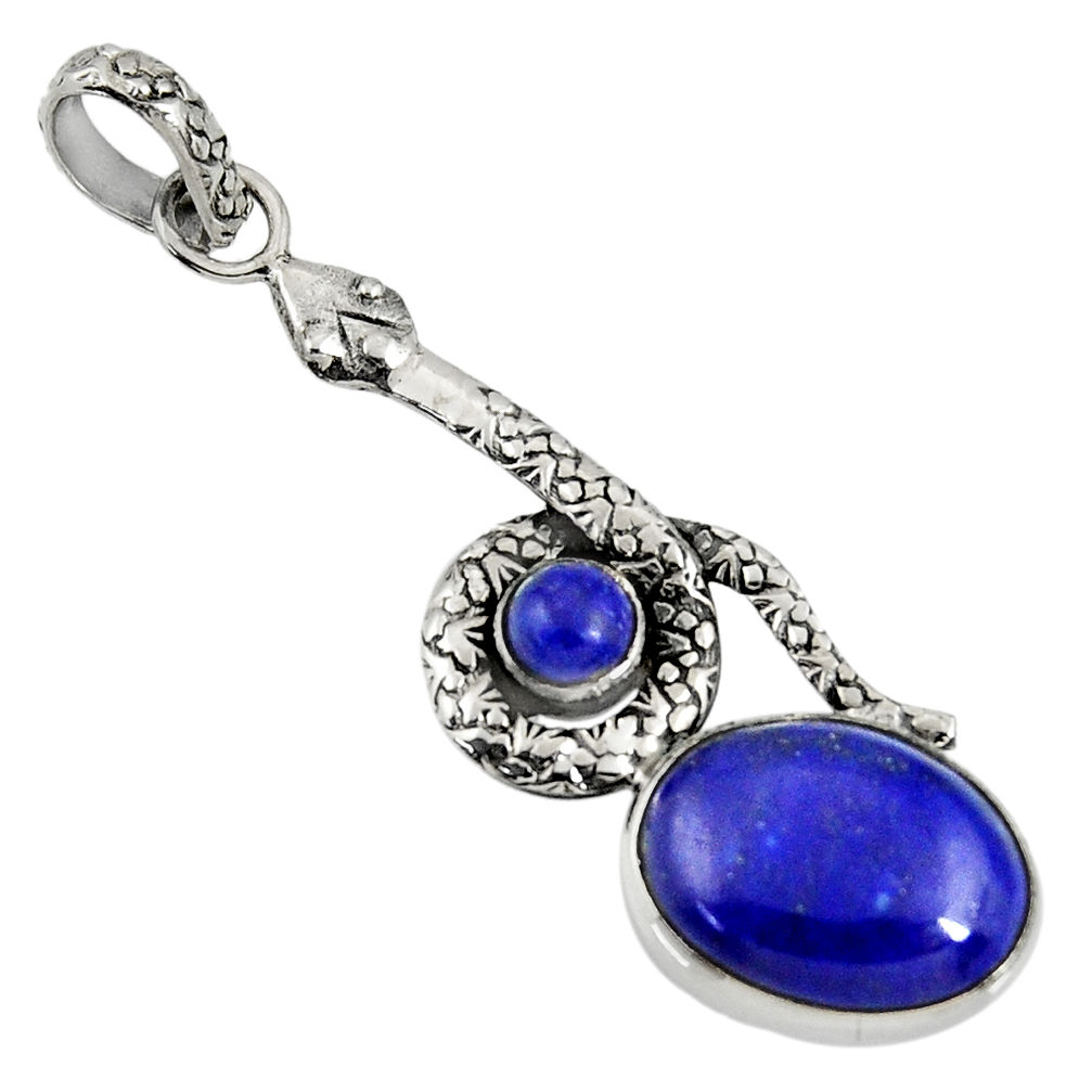  blue lapis lazuli 925 sterling silver snake pendant d38710