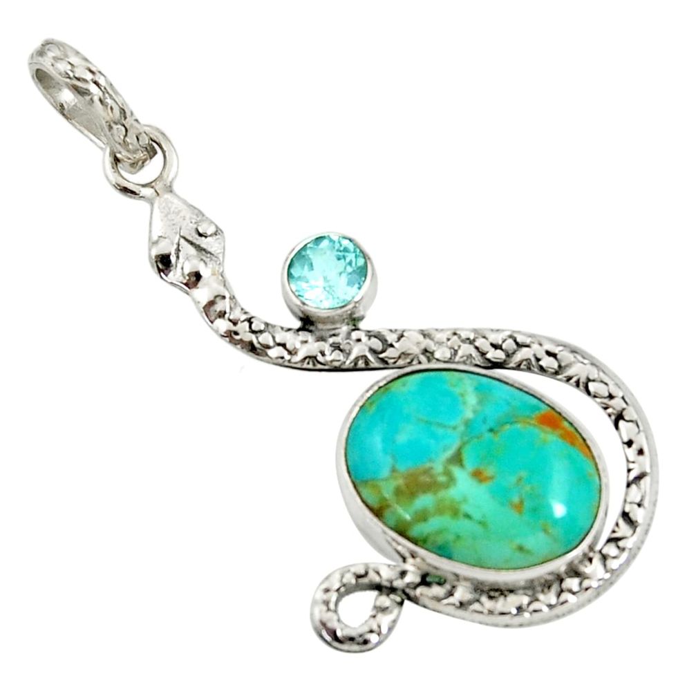 ts green arizona mohave turquoise topaz snake pendant d38727