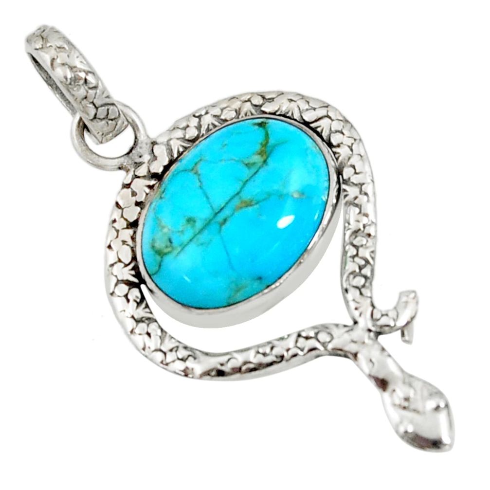 10.31cts green arizona mohave turquoise 925 sterling silver snake pendant d38736